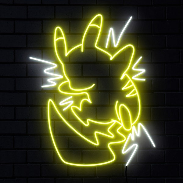 Déco murale Pokemon Pikachu, enseigne néon Pokemon Pikachu, enseigne au néon anime, cadeau d'anniversaire pour enfant, enseigne néon pour salle de jeux, décoration murale, néon LED