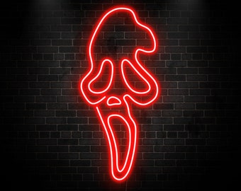 Scream Face Ghost Neon Sign, Thrilling Neon, Scream Light Decor, Ghost Neon Sign, Plexi Neon Led Light, Neon Wall Art, Birthday Gift, Ghost