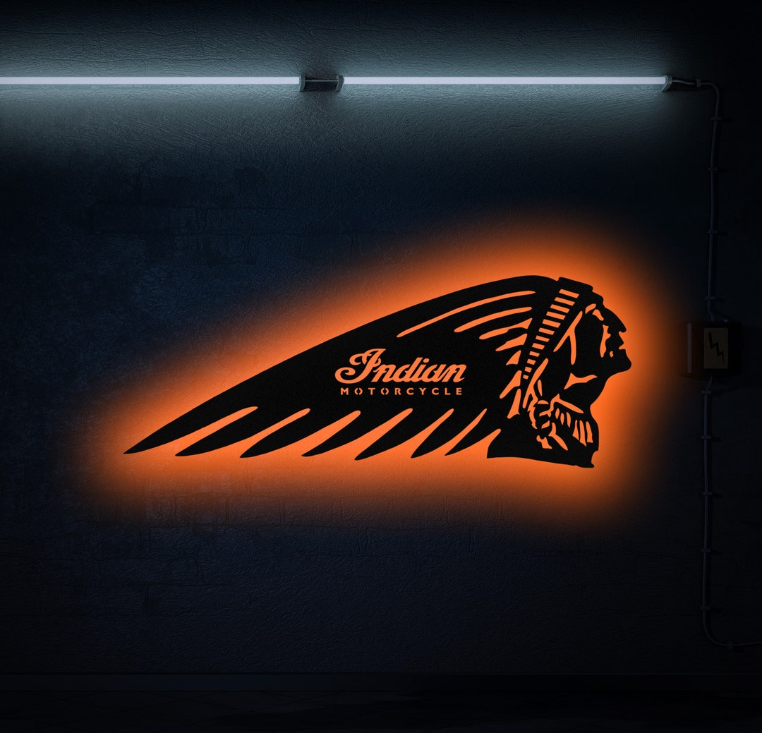 Indian Motorcycle Led Sign Indian Neon Sign Team Logo Sign Etsy