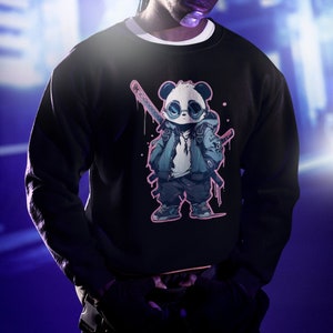 Panda Warrior, Futuristic Cyber Punk Shirt, Cyberpunk Shirt, Techwear Aesthetic, Harajuku Streetwear, Kawaii Pastel Goth, Sci-Fi Graphic Tee