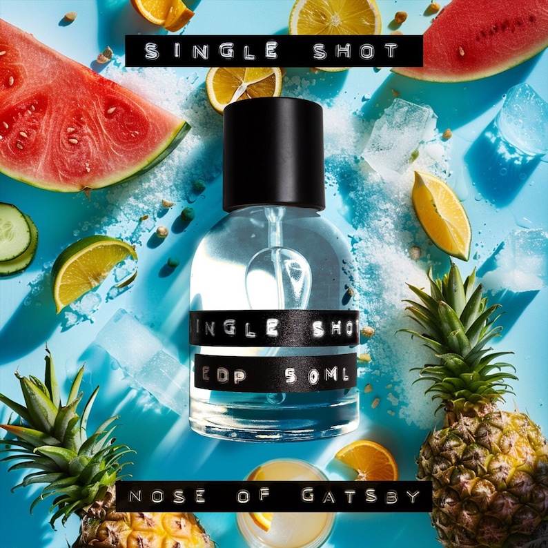 SINGLE SHOT Eau de Parfum /
Yuzu • Sea Breeze • Gin • Ice and Salt • Pineapple • Eucalyptus • Sandalwood

The refreshing and clean fragrance is perfect for a warm and humid season, or whenever you desire a water-free cold shower.