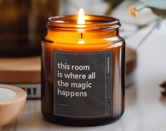This Room Is Where All The Magic Happens Men&#39;s 6oz Soy Candle, Husband Gift, Dad Gift, Brother Gift, Funny Gift
