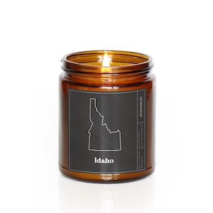 Idaho Candle, 50 States American Candle, Personalized Candle, Idaho State Gift, Proud American Gift, Single Wick Candle