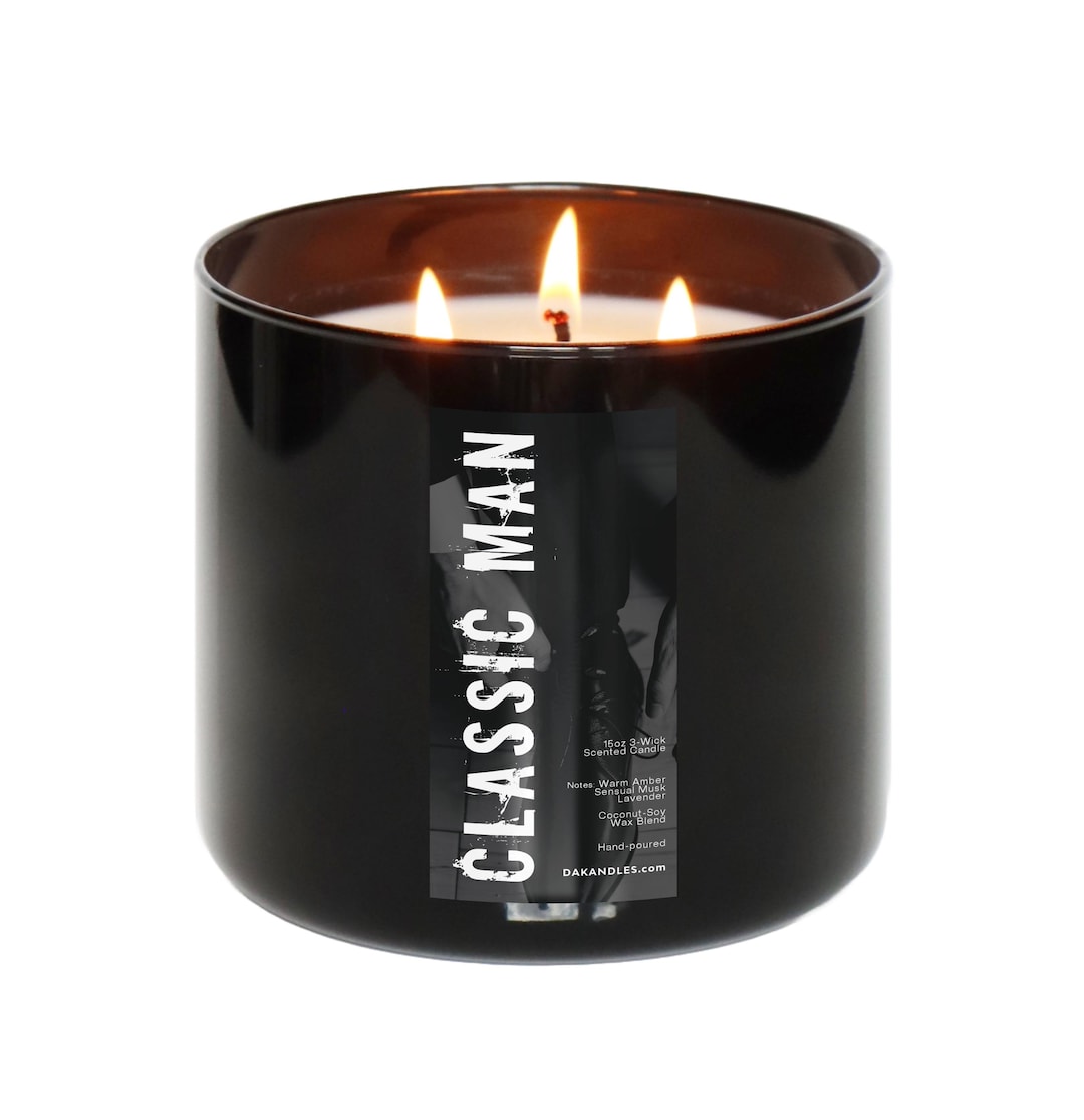 Classic Man Candle | Warm Amber Lavender Musk Scented | Fresh Cologne ...