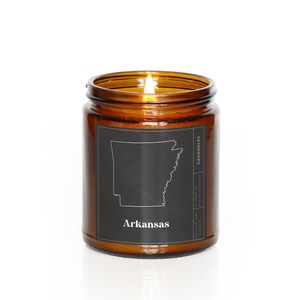 Arkansas Candle, 50 States American Candle, Personalized Candle, Arkansas State Gift, Proud American Gift, Single Wick Candle, Strong Scent