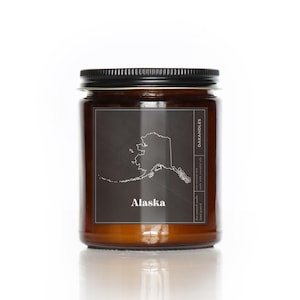 Alaska Candle, 50 States American Candle Personalized Candle Alaska State Gift Proud American Gift Single Wick Candle Patriotic Gift