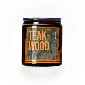Teakwood Single Wick Scented Candle Soy Wax Hunter Forest Camo Country Southern Woody Masculine Cologne Wax Gift Dad Brother Boyfriend