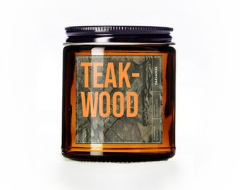Vela perfumada de pavio único de madeira de teca, cera de soja, Hunter Forest Camo Country, Southern Woody, colônia masculina, cera, presente para pai, irmão, namorado