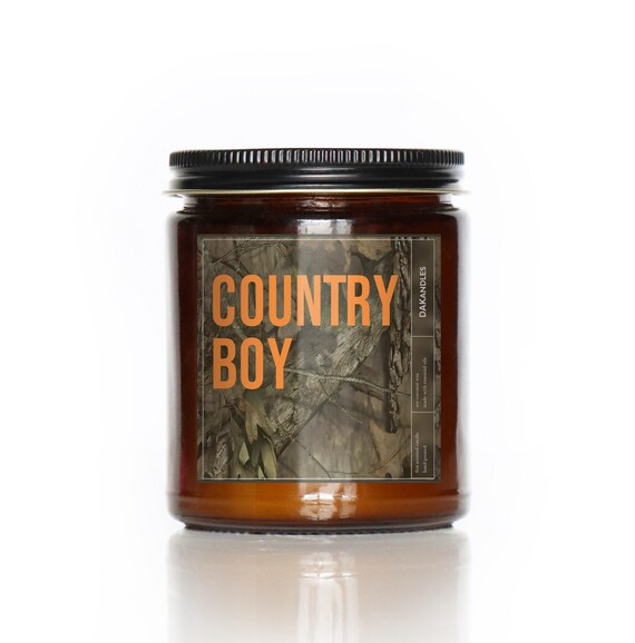 Country Boy Single Wick Scented Soy Candle Husband Gift Dad