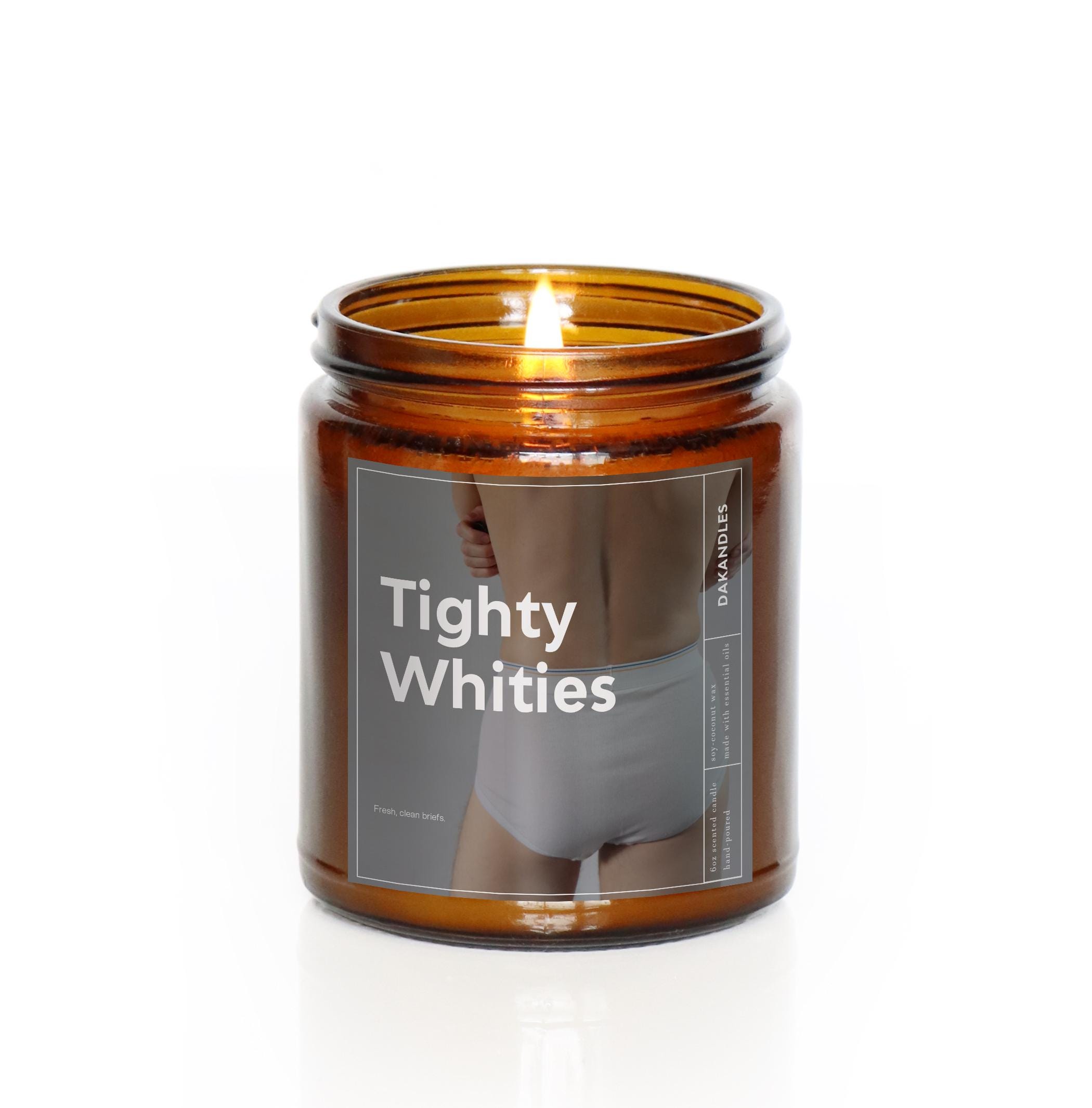 Tighty Whities Funny Dad Candle | Clean Cotton Scented | Gag Gift for Father's Day, Birthday, or Christmas | Quirky Home Decor | Man Candles