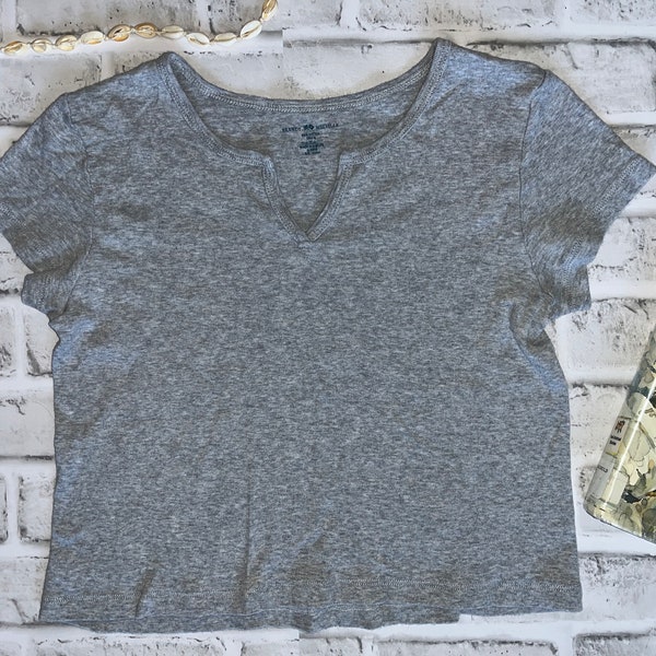 Brandy Melville Heather Gray Cropped Short Sleeve Top