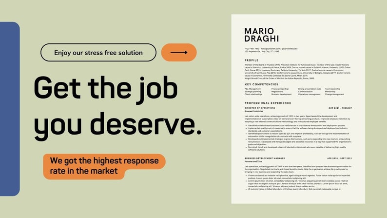 Curated visual reference: Fresh Look at Clean Executive Resume Template Get Any Job With 100 Success