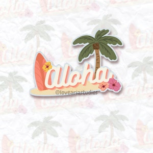 Aloha Sticker | Hawaiian Style | Based In Hawaii | Greeting Stickers | Paradise Living | Water Bottle, Journal, Laptop, Phone Case Stickers