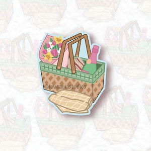 Sticker panier pique-nique | Autocollant printanier | Activité printanière | l'heure du pique-nique | Stickers carnet de printemps | Stickers pour ordinateur portable et bouteille d'eau