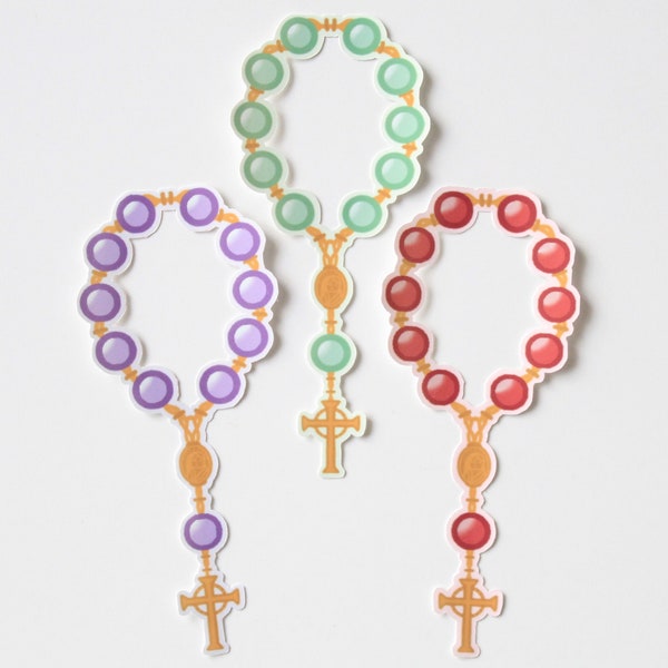 Rosary Sticker | Green Rosary | Red Rosary | Purple Rosary | Christian Stickers | Prayer Sticker | Faith Stickers for Laptop and Waterbottle