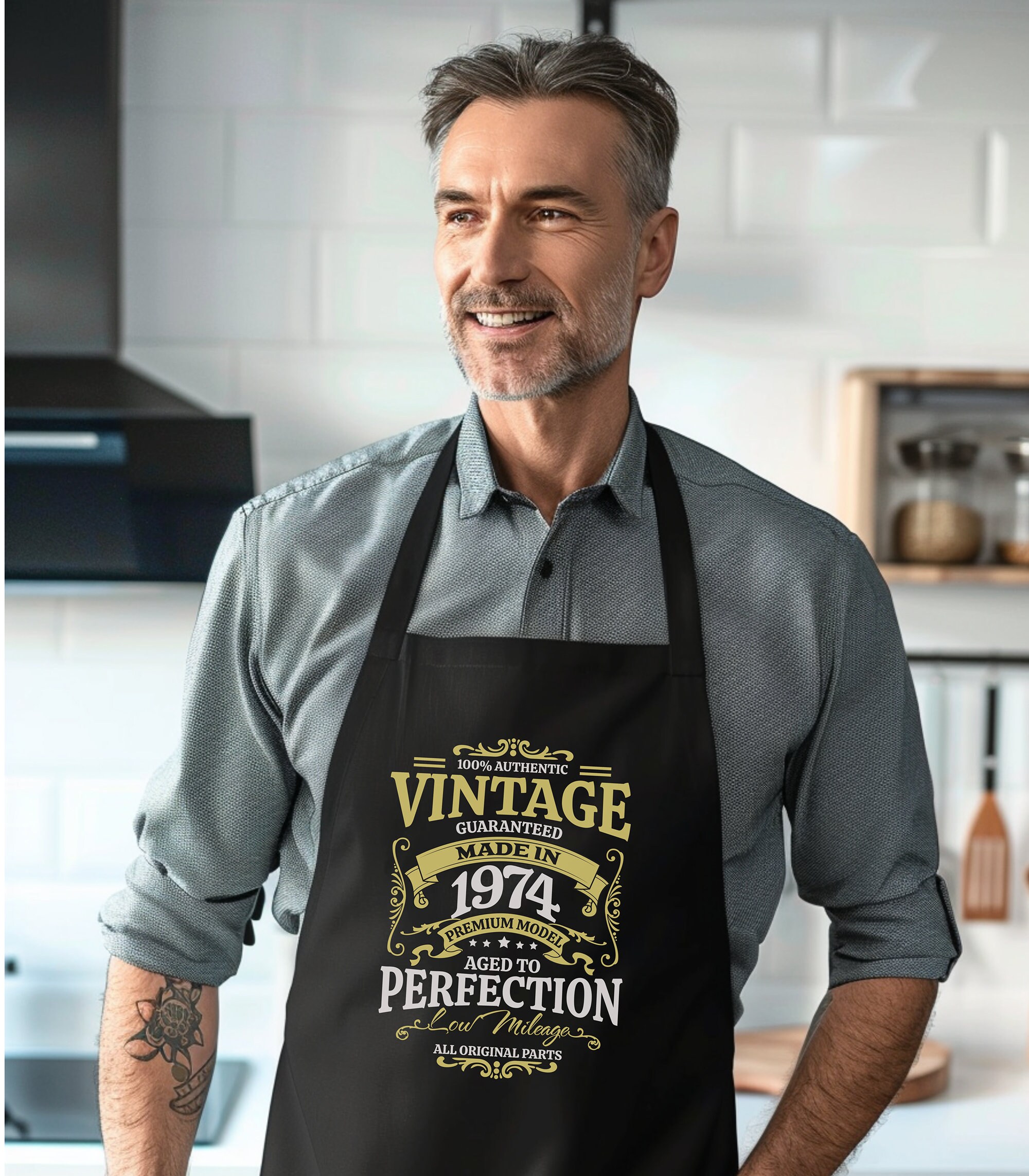 Cotton Apron, 1974 Mens 50th Birthday, Born in 1974, 50th Birthday BBQ