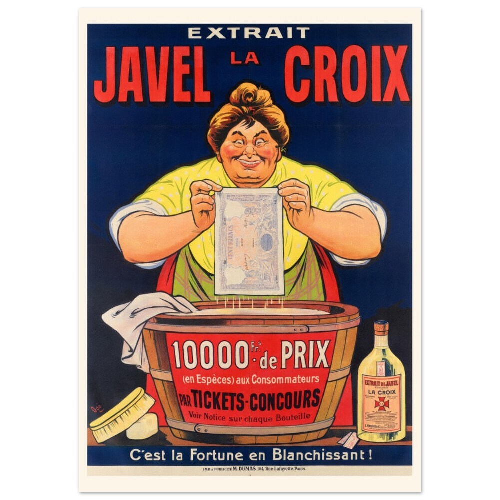 Illustration Javel La Croix, Eugène Ogé Old Vintage Decor Advertising