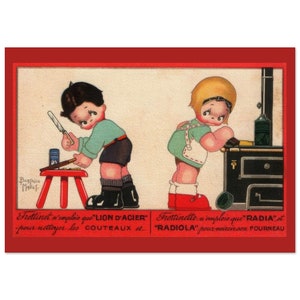 Póster Trottinet y Trottinette Béatrice Mallet. Decoración infantil. decoración de época