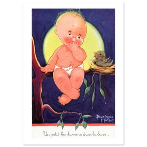 Affiche Un petit bonhomme dans la lune de Béatrice Mallet Décoration Chambre enfant