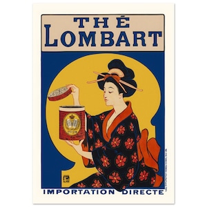 Illustrazione del tè Lombart, 1901, pubblicità di decorazioni vintage antiche di Eugène Ogé