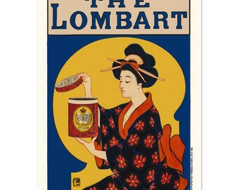 Lombart Tea Illustration, 1901, Eugène Ogé Old Vintage Decor Advertising