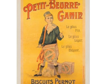 llustration Petit Beurre Gamin Biscuits Pernot Old Advertising Vintage Decor