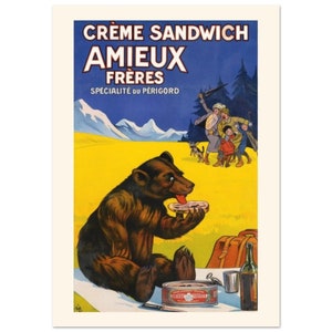 Ilustración Sándwich de Crema, Amieux Frères, Especialidad del Périgord, 1910 Eugène Ogé Publicidad antigua Decoración vintage