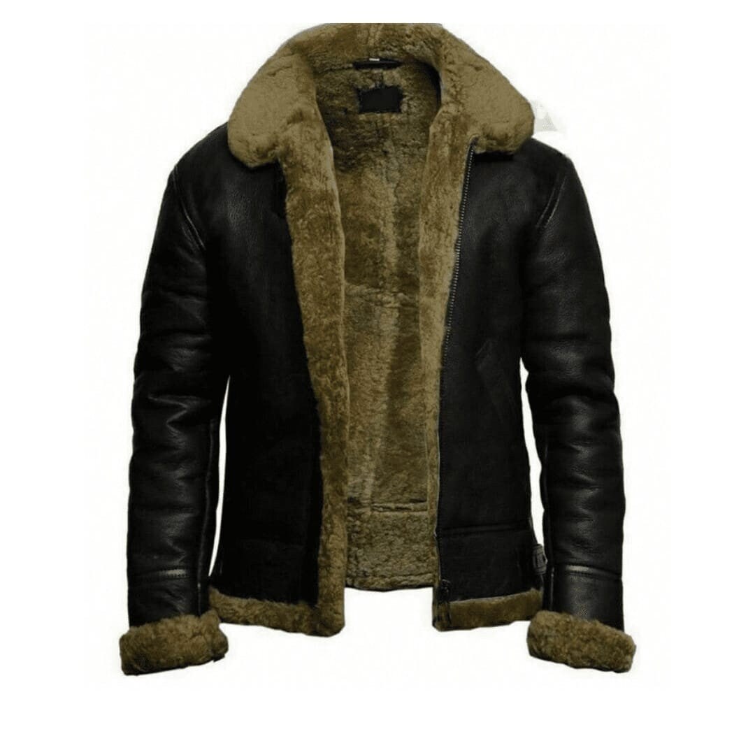 Mens Leather Bomber Jacket Mens Black Bomber Jacket B3 Pilot Jacket