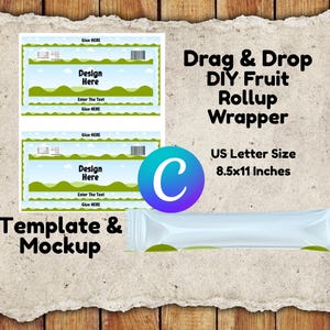 DIY Fruit ROLLUP Wrapper Label Template and Mockup; Canva Editable, Label Wrapper, Customizable, DIY Label Template, Drag & Drop