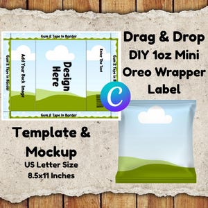 DIY 1oz OREO Wrapper Label Template, Digital Wrapper, Canva Editable Party Favor, Customizable Treat, Personalized Party Favor, Snack-size