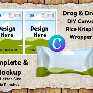 DIY Rice Krispie Wrapper Template, Digital Wrapper, Canva Editable Party Favor, Customizable Treat Bag