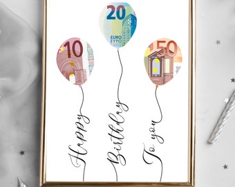 Unique Birthday Money Gift Poster! Download, Print, Celebrate! Perfect for 18, 25, 30, 40, 50, 60. Creative joy in every number!