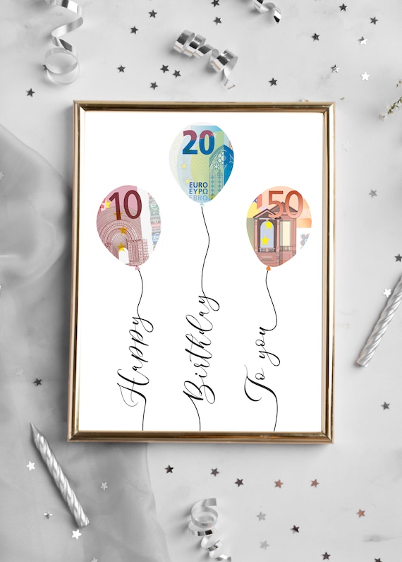 Unique Birthday Money Gift Poster! Download, Print, Celebrate! Perfect for 18, 25, 30, 40, 50, 60. Creative joy in every number!