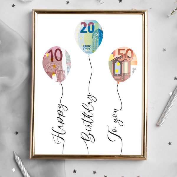 Unique Birthday Money Gift Poster! Download, Print, Celebrate! Perfect for 18, 25, 30, 40, 50, 60. Creative joy in every number!