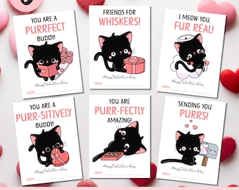 Original Printable Cat Valentine's Day Cards | Valentine's Day Cards for Kids | Original Cat-Themed Valentine's Day Gift Tags!