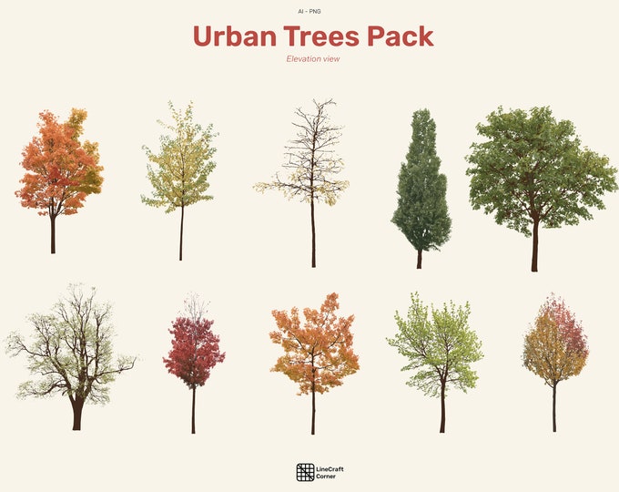 10 Set of Flat Vector Trees Clipart Flat Vector Plant Illustration AI ...