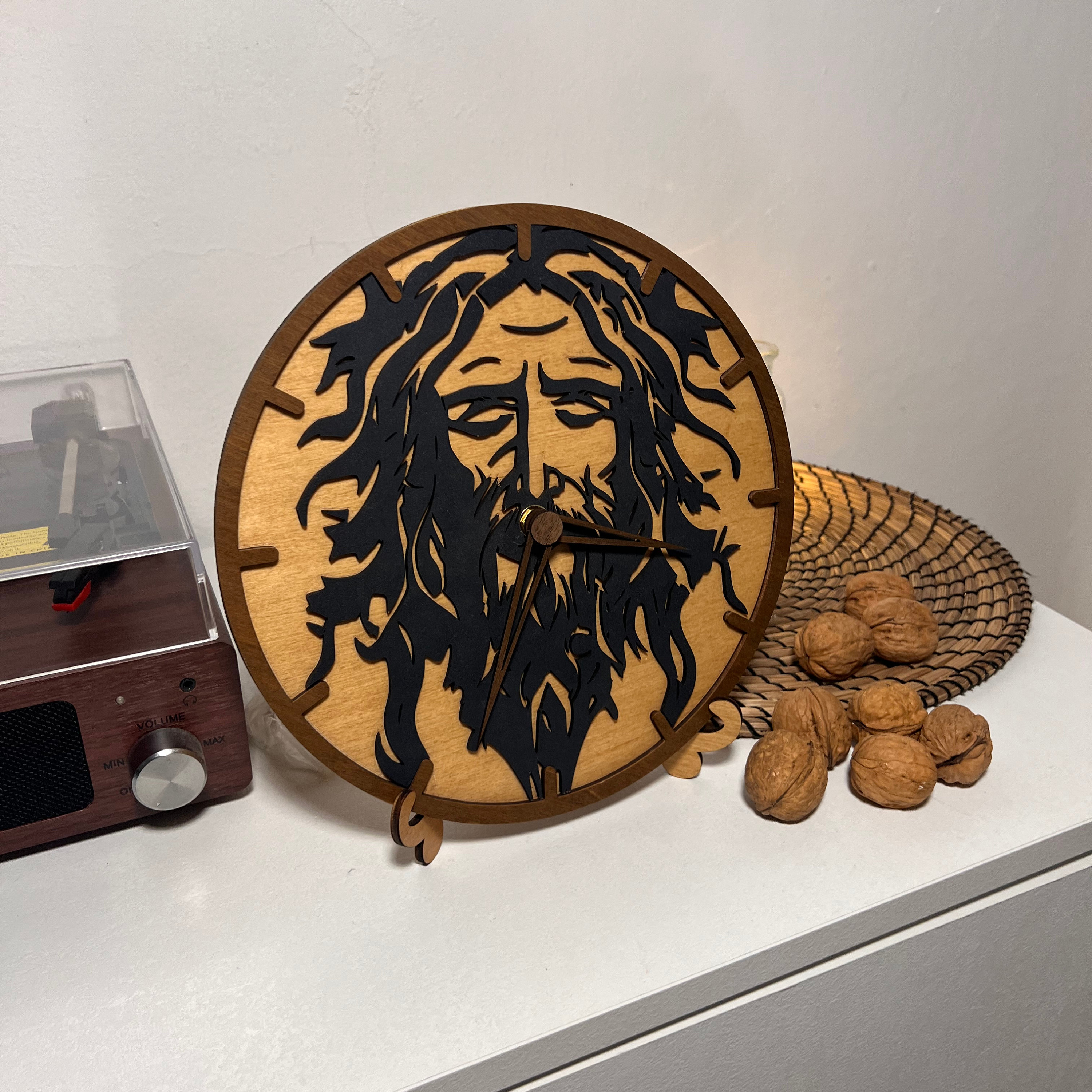 Religious Wooden Clock Art Wall Clock 3D Wood Clock Etsy
