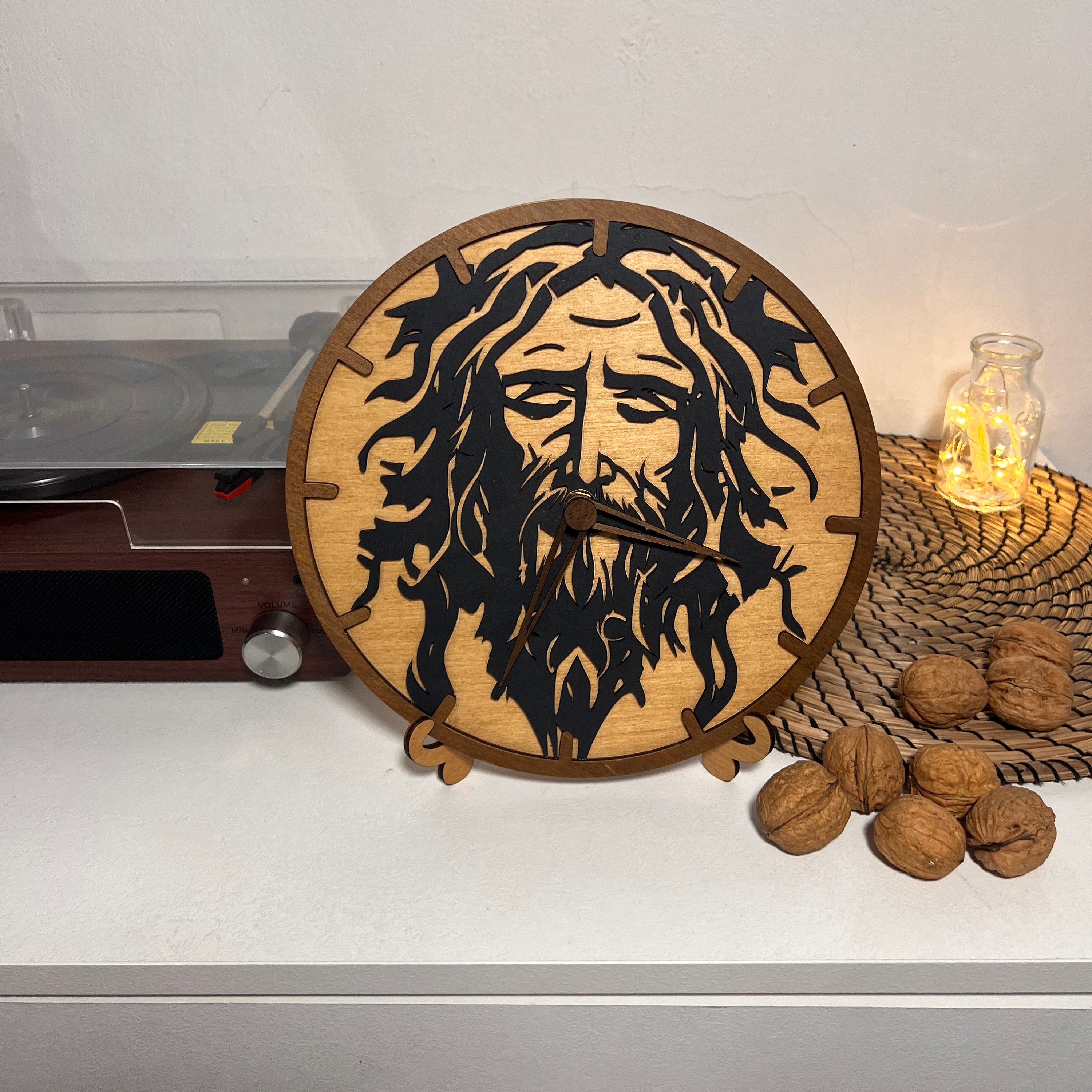 Religious Wooden Clock Art Wall Clock 3D Wood Clock Etsy
