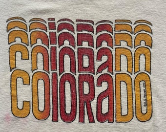 Vintage 70s Champion Colorado Color Gradient Graphic Large Size Raglan Shirt Single Stitched Jersey Tee