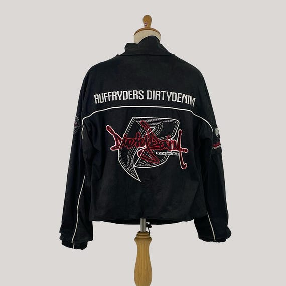 Vintage 90s Ruff Ryders Dirty Denim Embroidered Big Logo Hip Vintage 90s Ruff Ryders Dirty Denim Embroidered Big Logo Hip