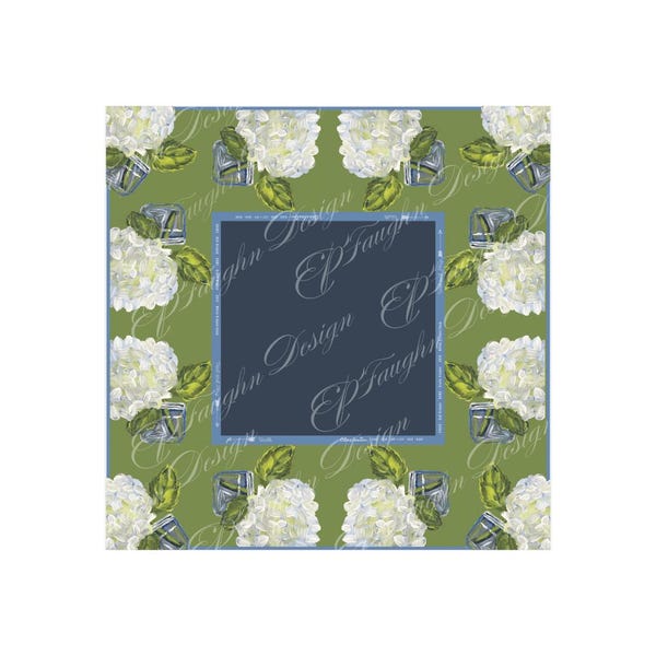 White and Green Hydrangea Mahjong Mat