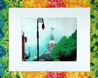 Savannah, GA Courthouse - Pen and Ink Artist Print