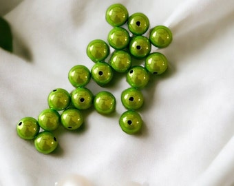 Perles miracles 10 mm, vert pomme, 20 perles, perles magiques 3D (article n° 10515a)
