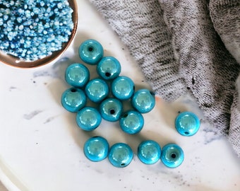 Perles miracles 12 mm, turquoise, 15 perles, perles magiques 3D (article n° 12606)