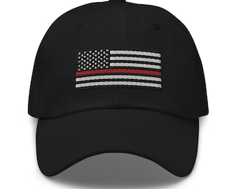 Brandweervlag – Premium Dad Hat – Dunne rode lijn pet met Amerikaanse vlag