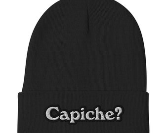 Capiche - Premium geborduurde beanie - Geborduurde hoed met Italiaans thema, grappige hoed met Italiaans gezegde