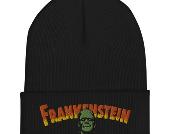 Frankenstein – Premium Cuffed Beanie – Classic Monster Horror Embroidered Hat