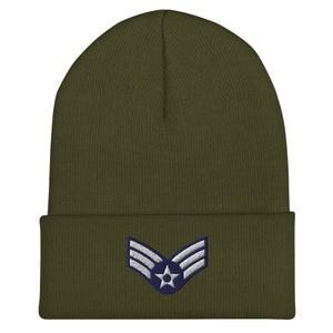 Senior Airman Air Force Badge - Premium Cuffed Beanie - Military