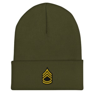 Sergeant First Class Army Badge - Premium Embroidered Beanie - Military - Armed Forces
