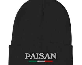 Paisan - Premium geborduurde beanie - geborduurde hoed met Italiaans thema, grappige hoed met Italiaans gezegde